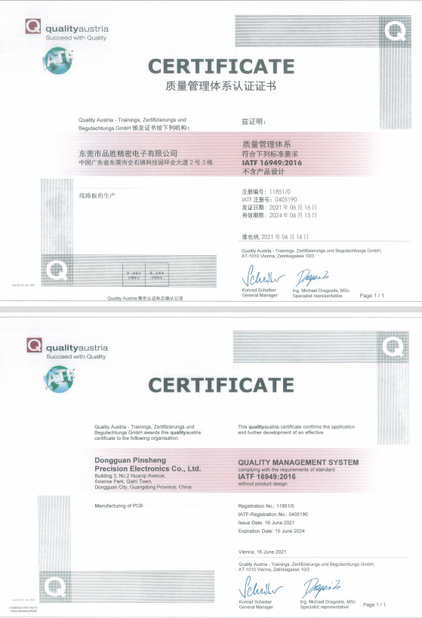 Porcellana Shenzhen Senyan Circuit Co., Ltd. Certificazioni